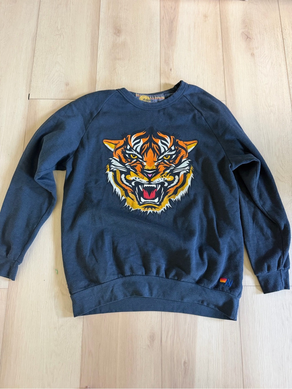 Aviator Nation Black Crewneck with Bold Orange Tiger size xxl (unisex )